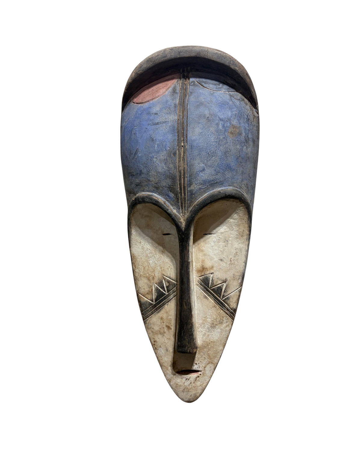 # 1292 Vintage Large  Fang Mask Elongated Face Gabon African Mask 23" H