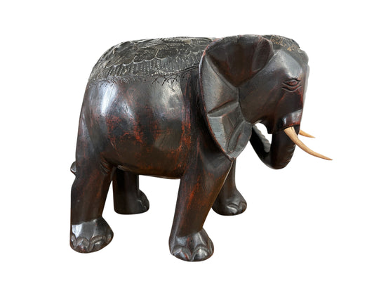 #787 Vintage Ashanti Elephant  Wooden Sculpture Ghana 12.5" H