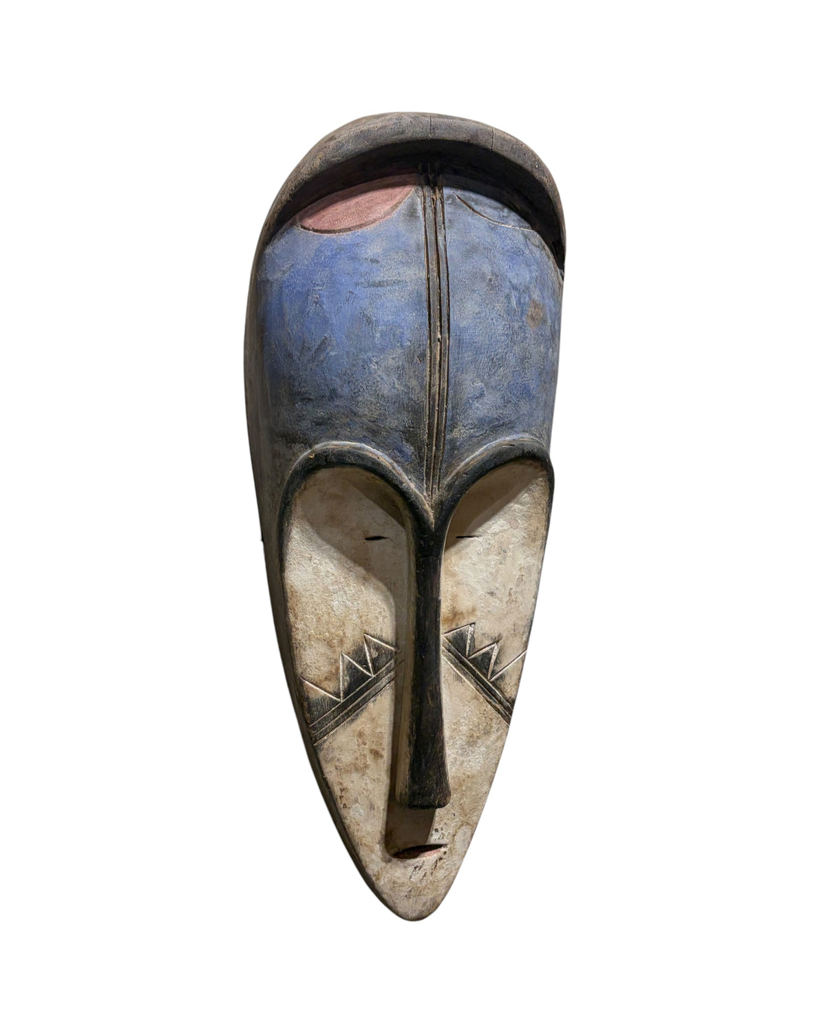 # 1292 Vintage Large  Fang Mask Elongated Face Gabon African Mask 23" H