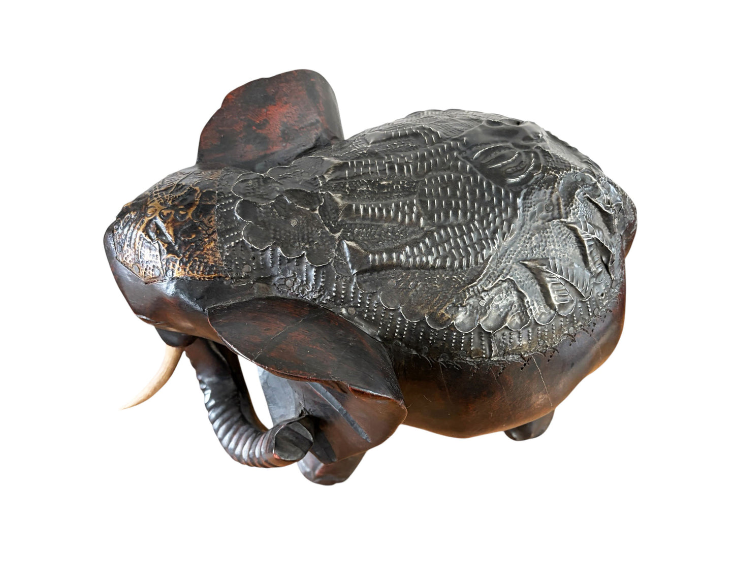 #787 Vintage Ashanti Elephant  Wooden Sculpture Ghana 12.5" H