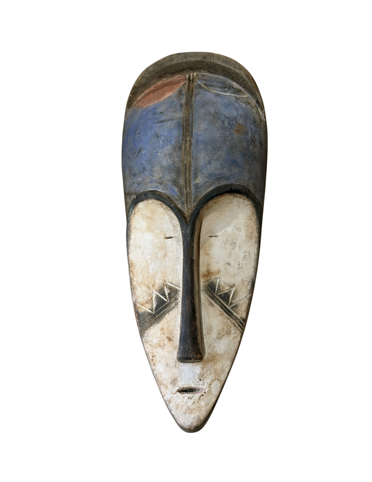 # 1292 Vintage Large  Fang Mask Elongated Face Gabon African Mask 23" H