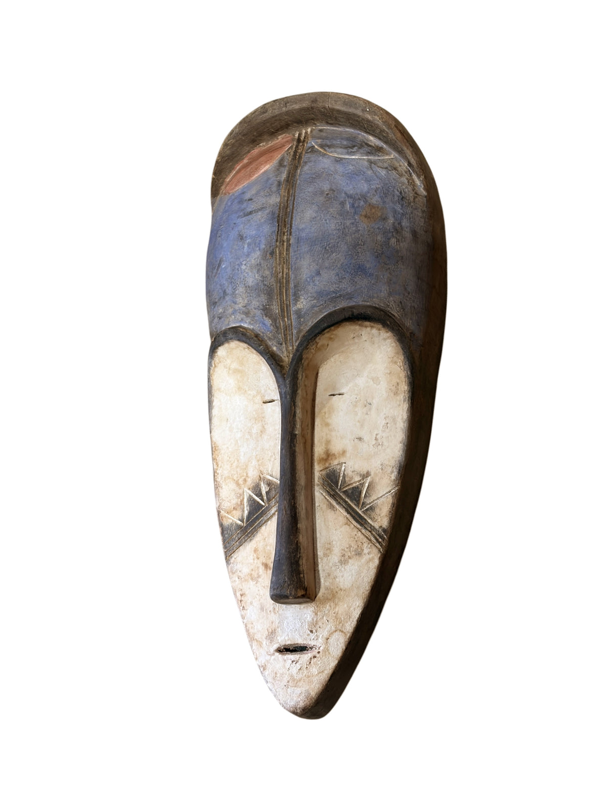 # 1292 Vintage Large  Fang Mask Elongated Face Gabon African Mask 23" H
