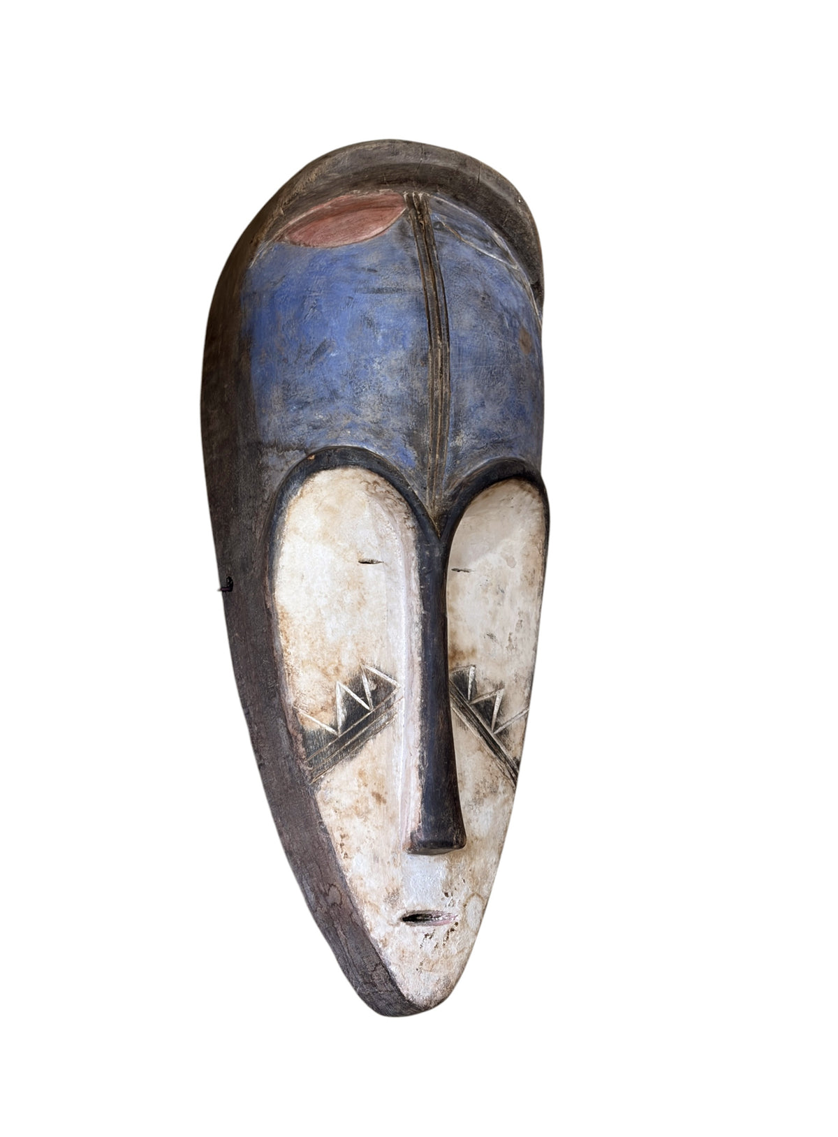 # 1292 Vintage Large  Fang Mask Elongated Face Gabon African Mask 23" H