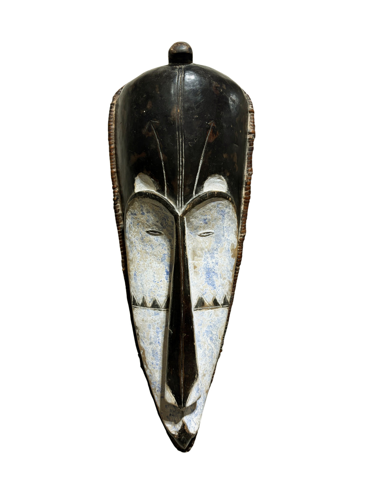 # 1293  Vintage Large  Fang Mask Elongated Face Gabon African Mask 29" H