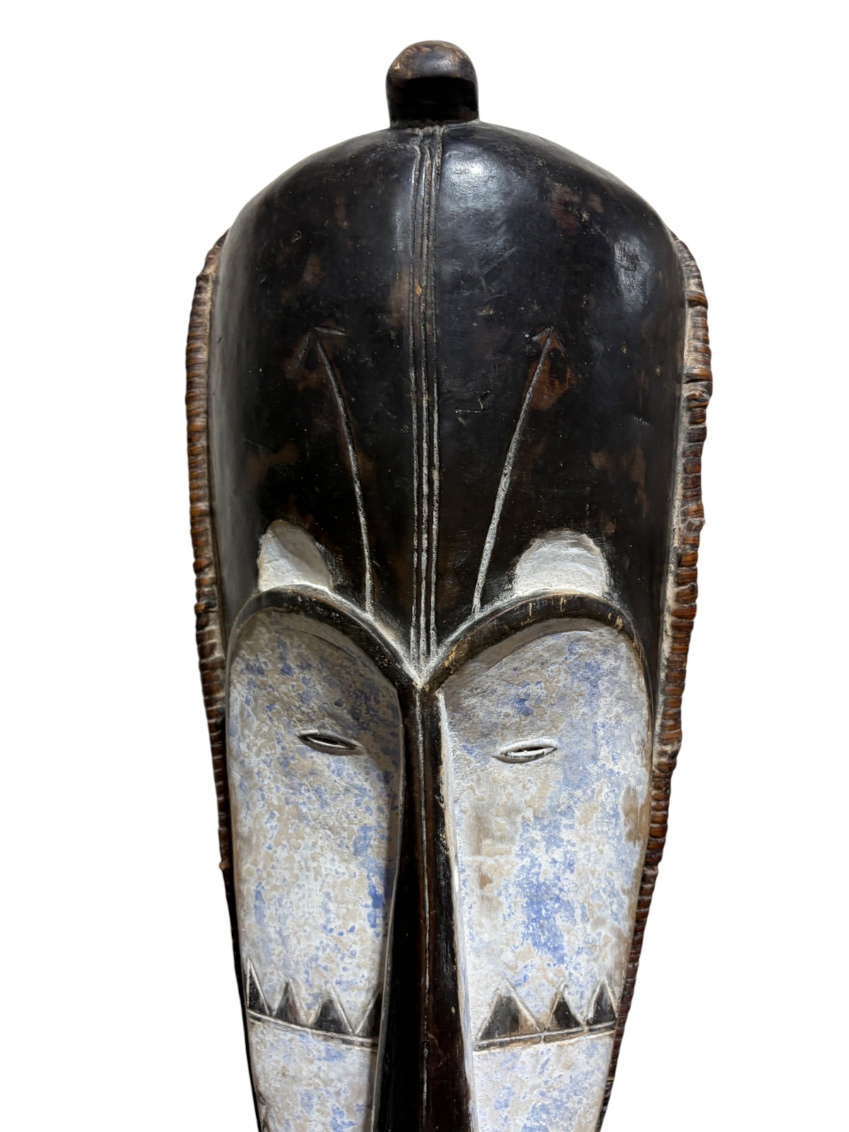 # 1293  Vintage Large  Fang Mask Elongated Face Gabon African Mask 29" H