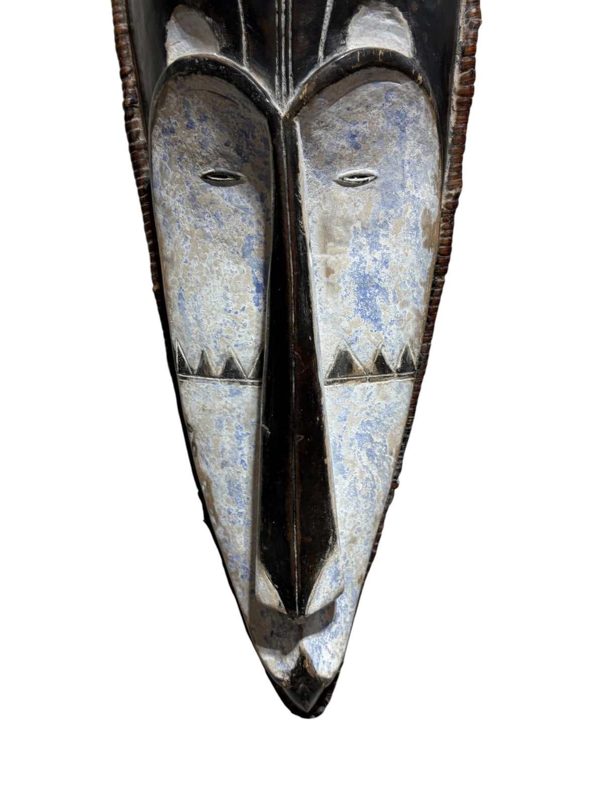 # 1293  Vintage Large  Fang Mask Elongated Face Gabon African Mask 29" H