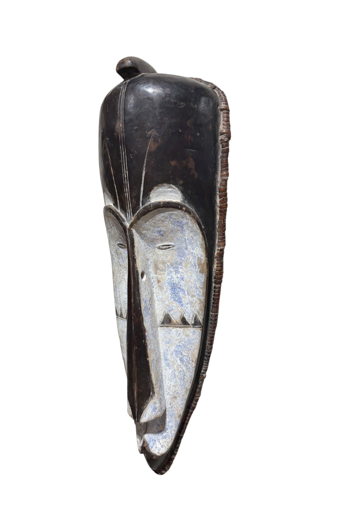 # 1293  Vintage Large  Fang Mask Elongated Face Gabon African Mask 29" H