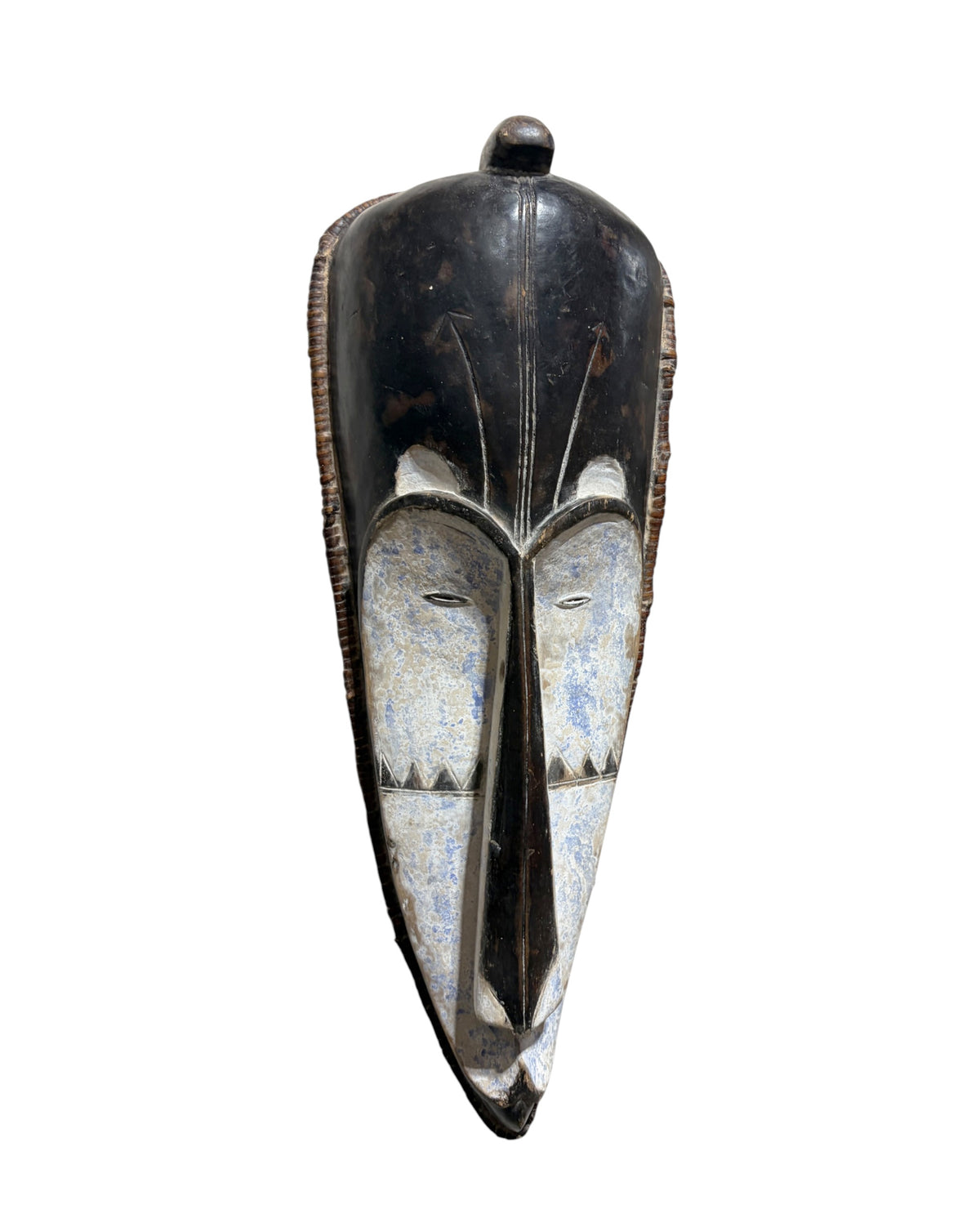 # 1293  Vintage Large  Fang Mask Elongated Face Gabon African Mask 29" H