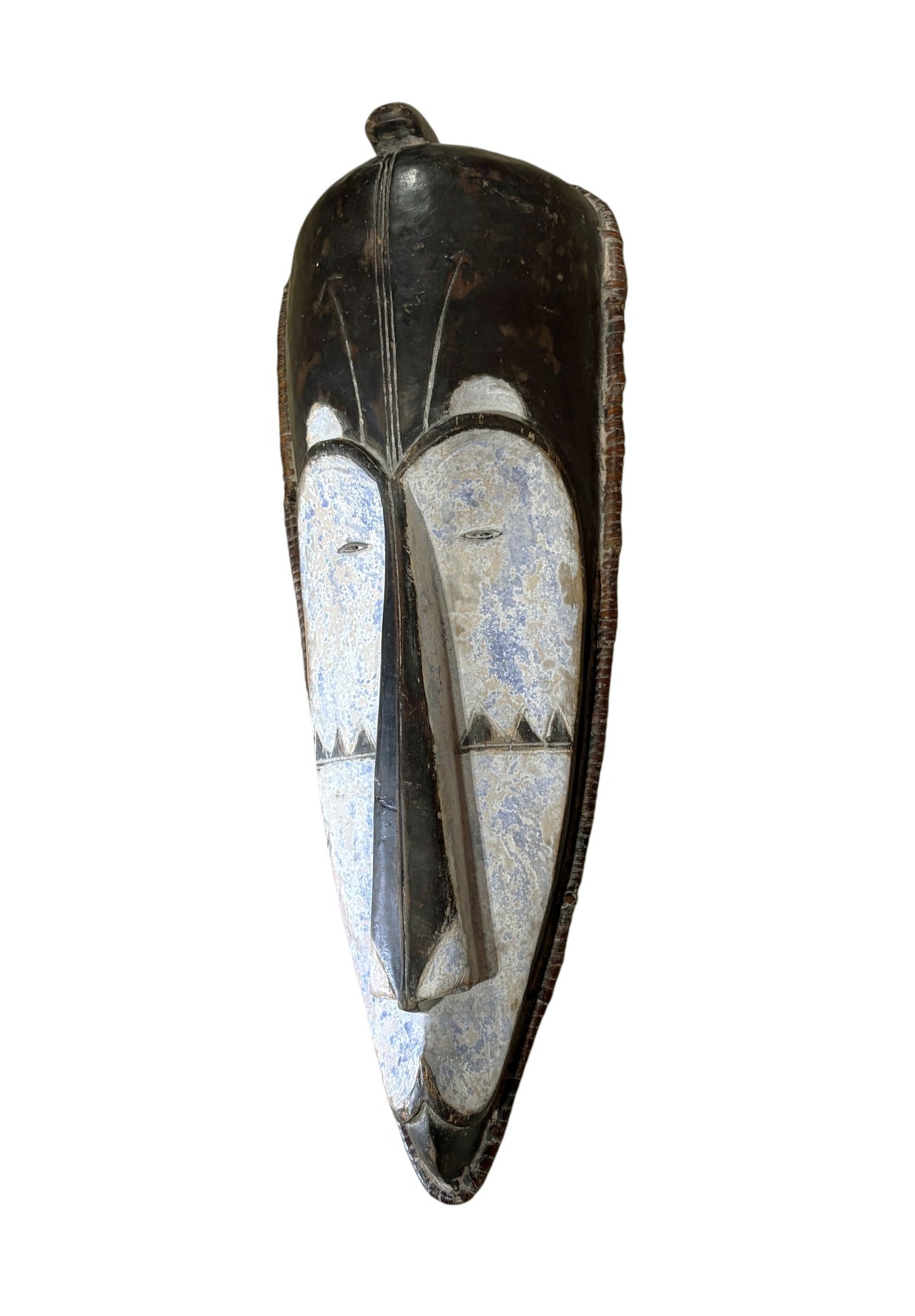 # 1293  Vintage Large  Fang Mask Elongated Face Gabon African Mask 29" H