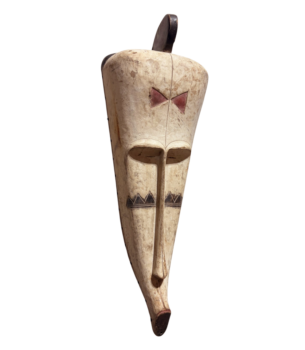 # 1294Vintage Large  Fang Mask Elongated Face Gabon African Mask 29.5" H