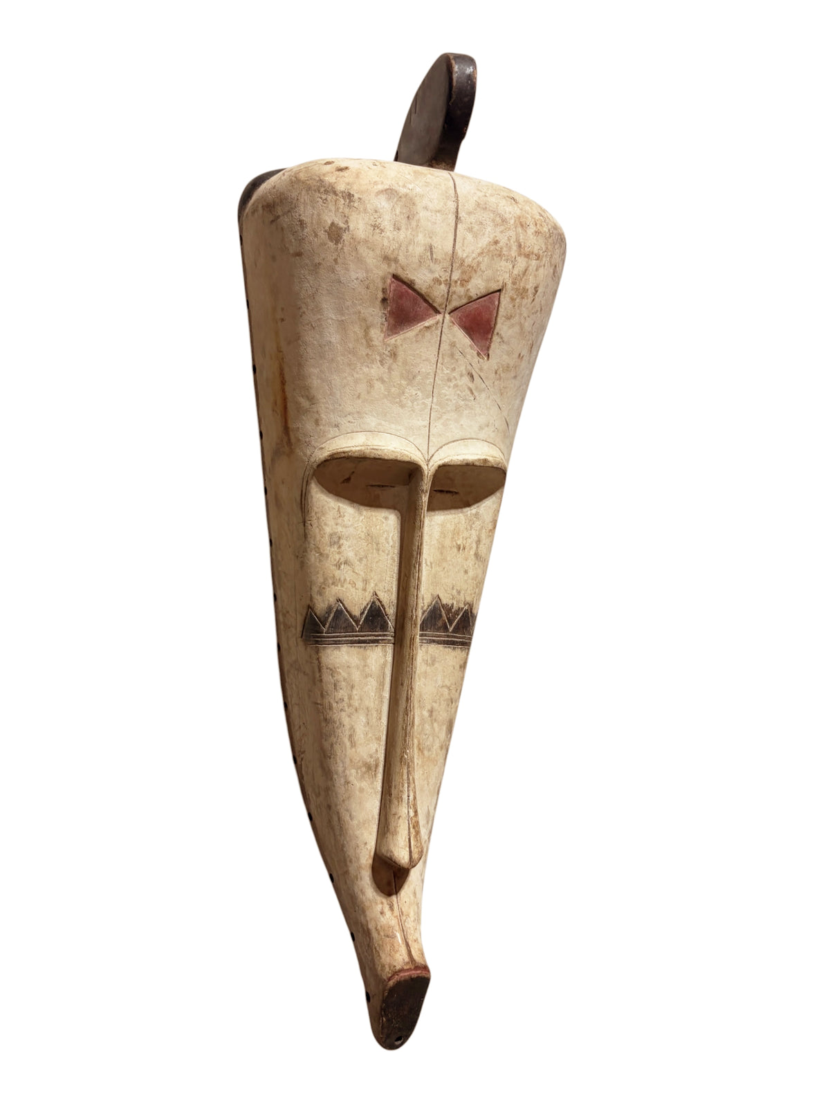 # 1294Vintage Large  Fang Mask Elongated Face Gabon African Mask 29.5" H