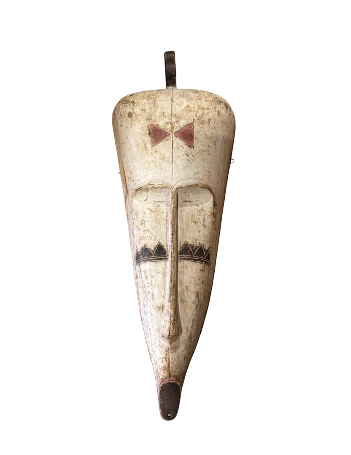 # 1294Vintage Large  Fang Mask Elongated Face Gabon African Mask 29.5" H