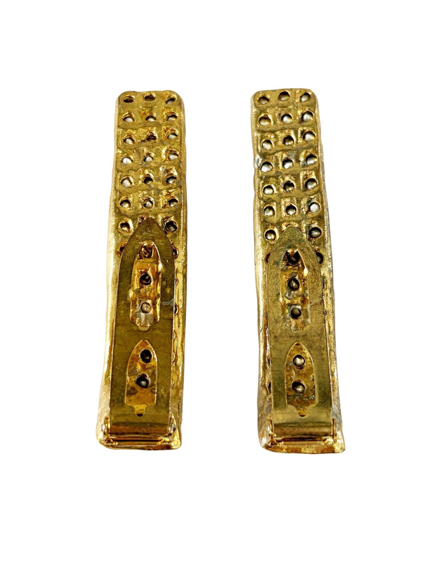 #44 Vtg 1950s-1960s Borealis Rhinestone Shoe Clips Gold Tone  2pc Set