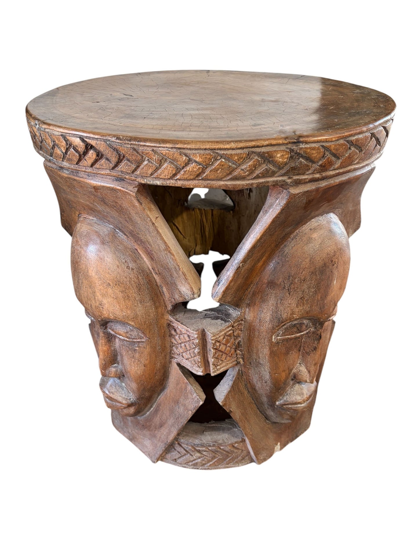 #5946 Superb LG African Carved wood  Baga  Stool/Table  Guinea 19" H