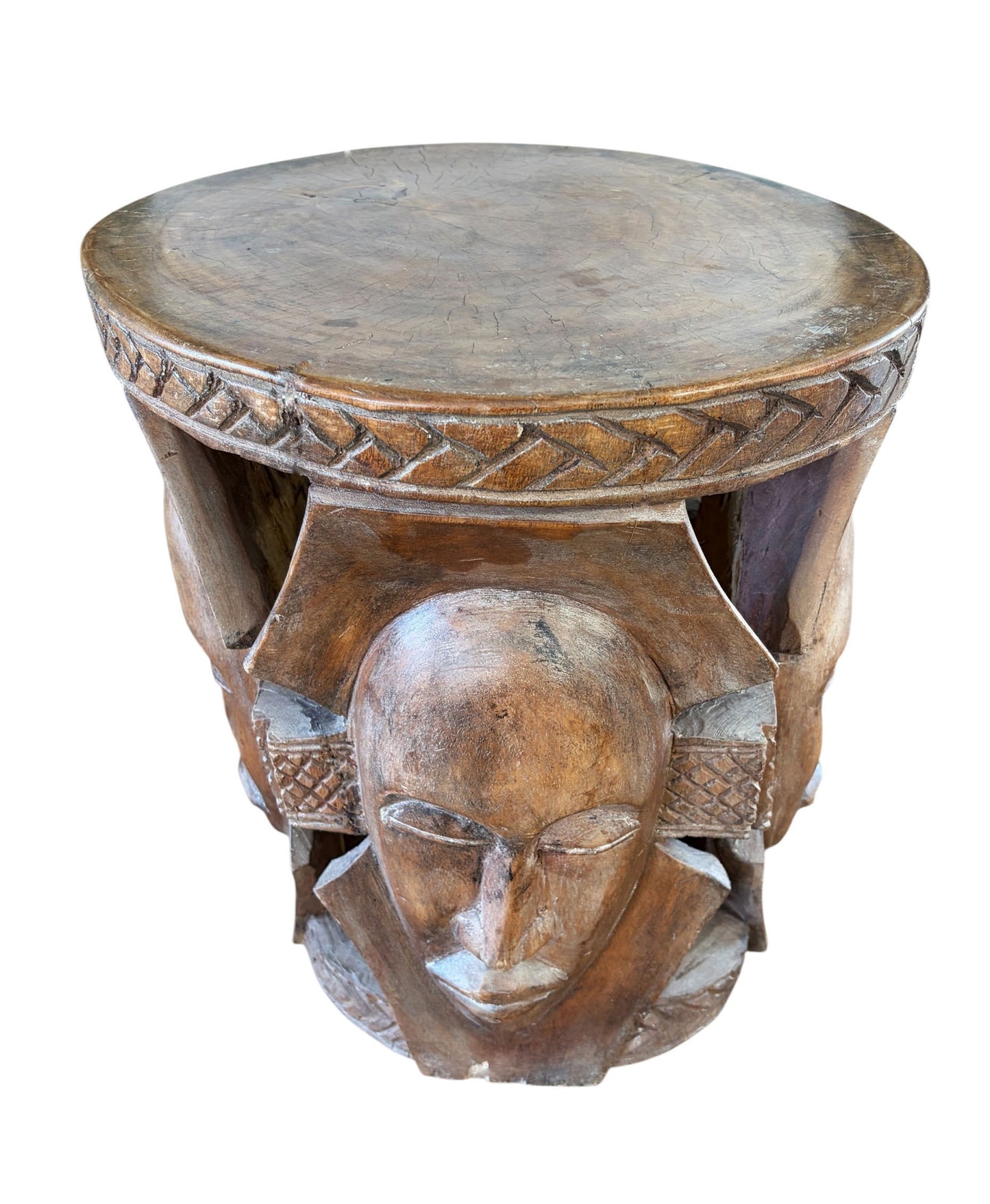 #5946 Superb LG African Carved wood  Baga  Stool/Table  Guinea 19" H