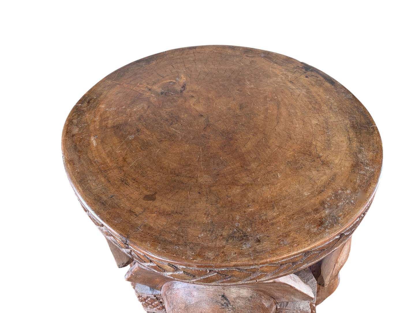 #5946 Superb LG African Carved wood  Baga  Stool/Table  Guinea 19" H