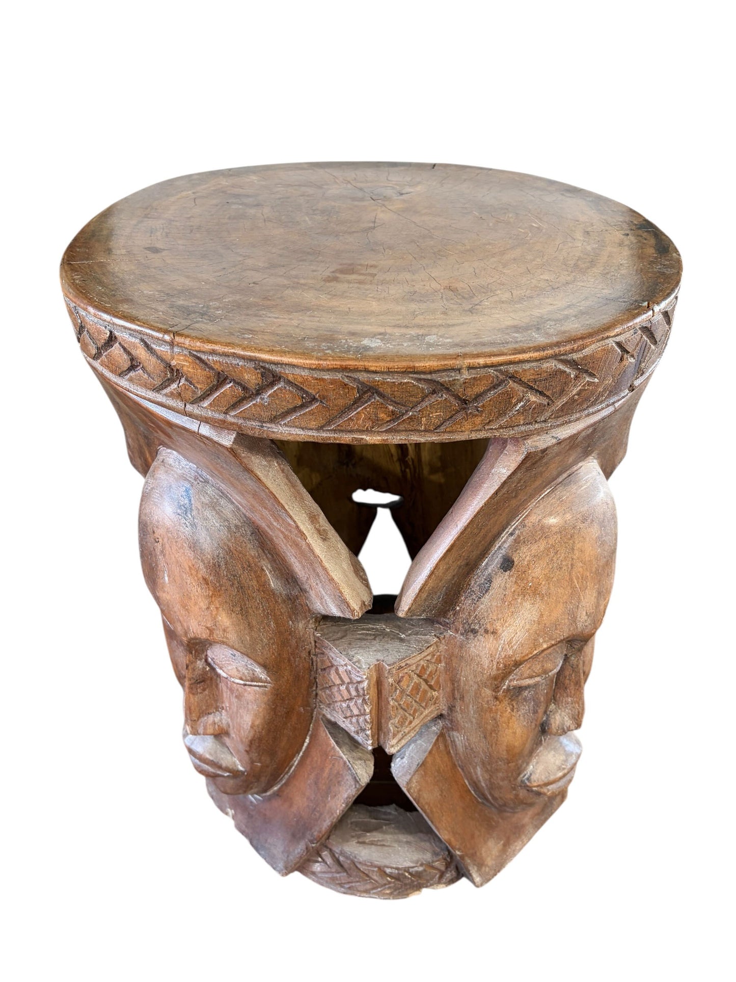 #5946 Superb LG African Carved wood  Baga  Stool/Table  Guinea 19" H