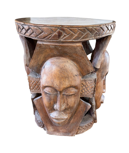 #5946 Superb LG African Carved wood  Baga  Stool/Table  Guinea 19" H