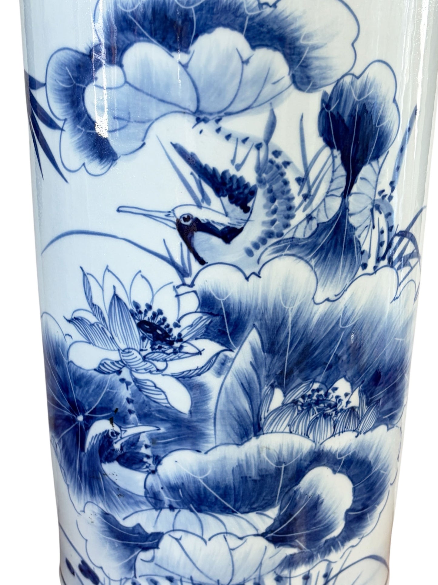 #6602 Chinese Blue and White Porcelain Vase/Umbrella Holder 20" H