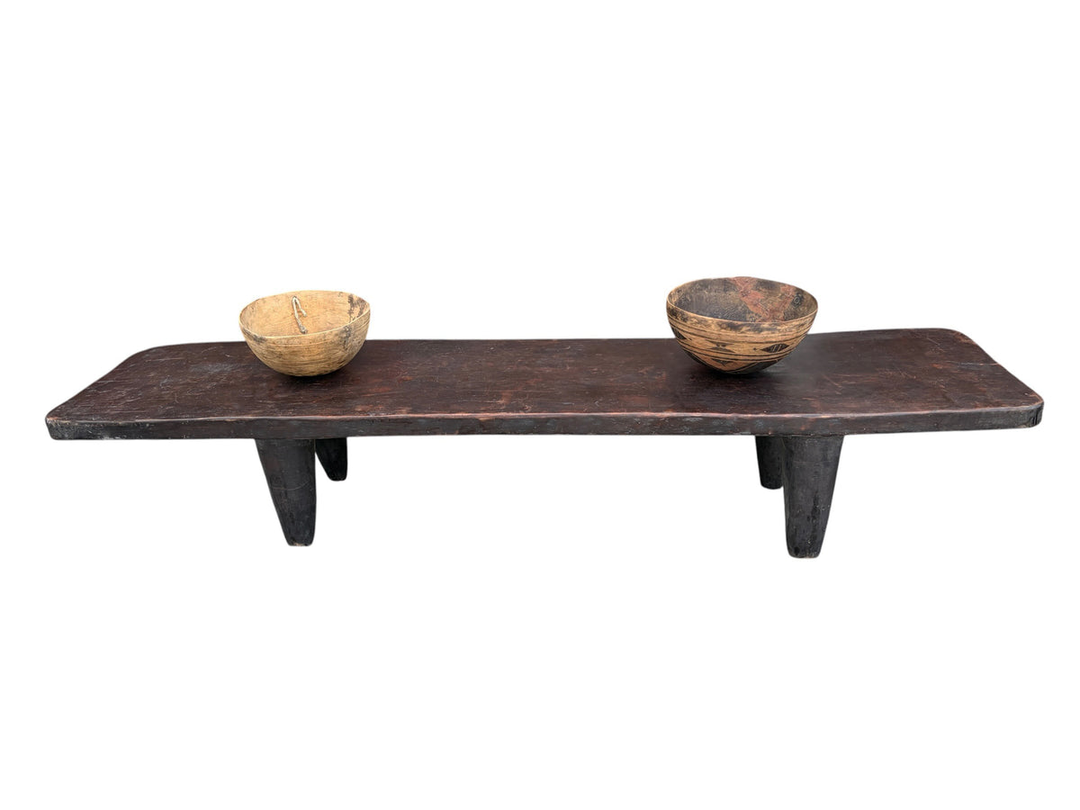 7330 Vintage large-tribal-wood-senufo-coffee-table stool-78.5" w