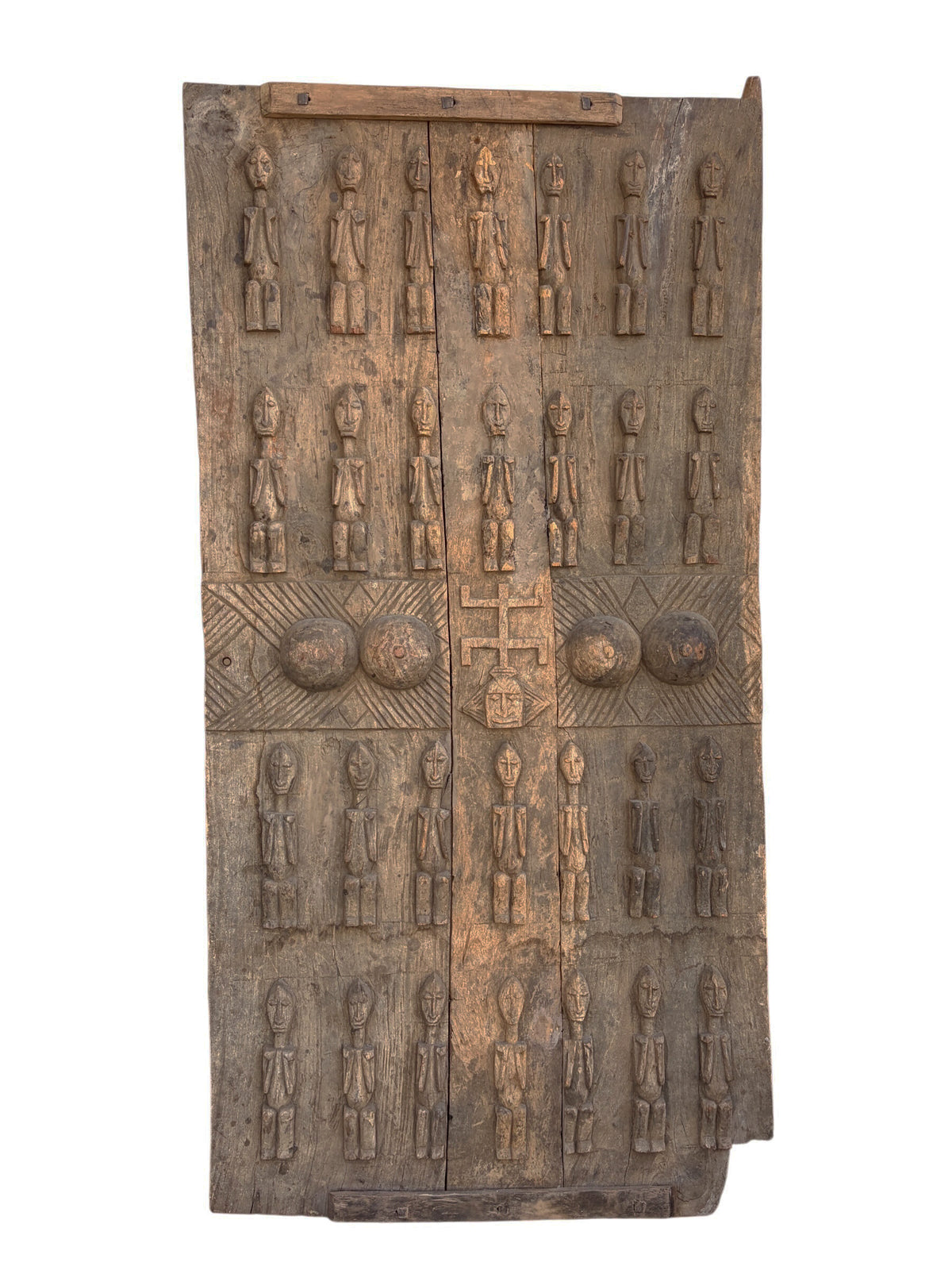 #1298 Rare  Old  Granary Dogon Door w/Nomoo Ancestors  Mali African 68"H
