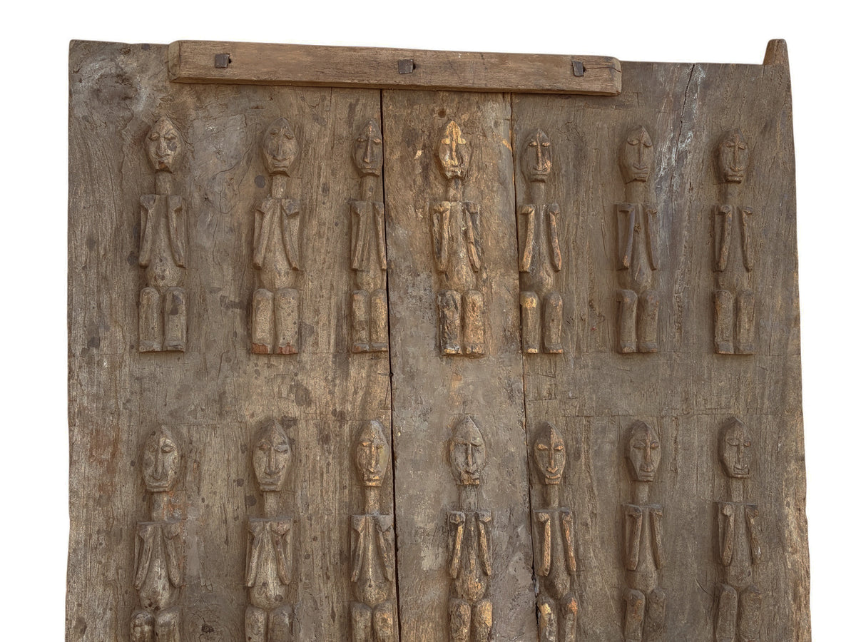 #1298 Rare  Old  Granary Dogon Door w/Nomoo Ancestors  Mali African 68"H