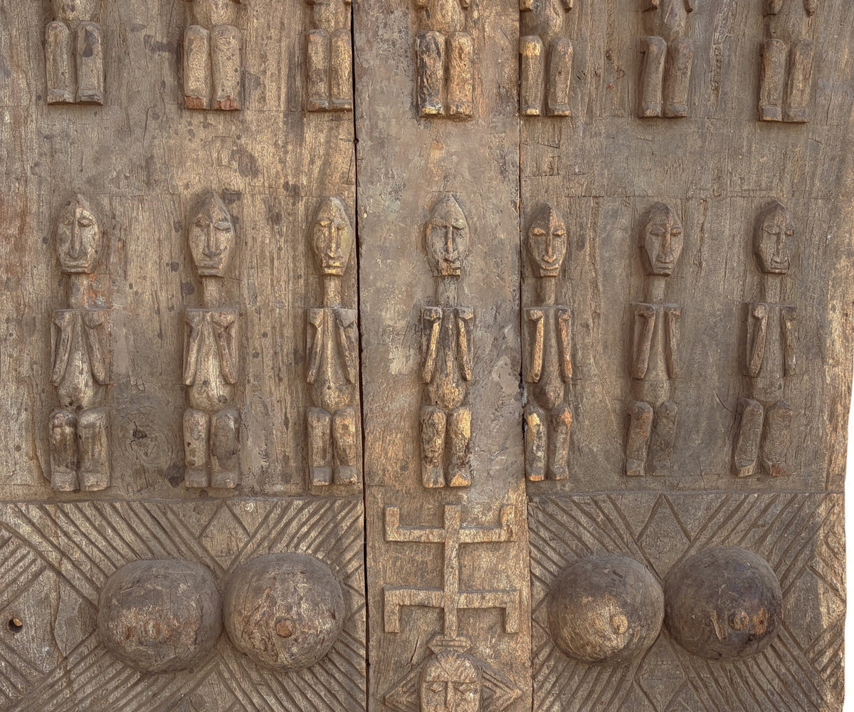 #1298 Rare  Old  Granary Dogon Door w/Nomoo Ancestors  Mali African 68"H