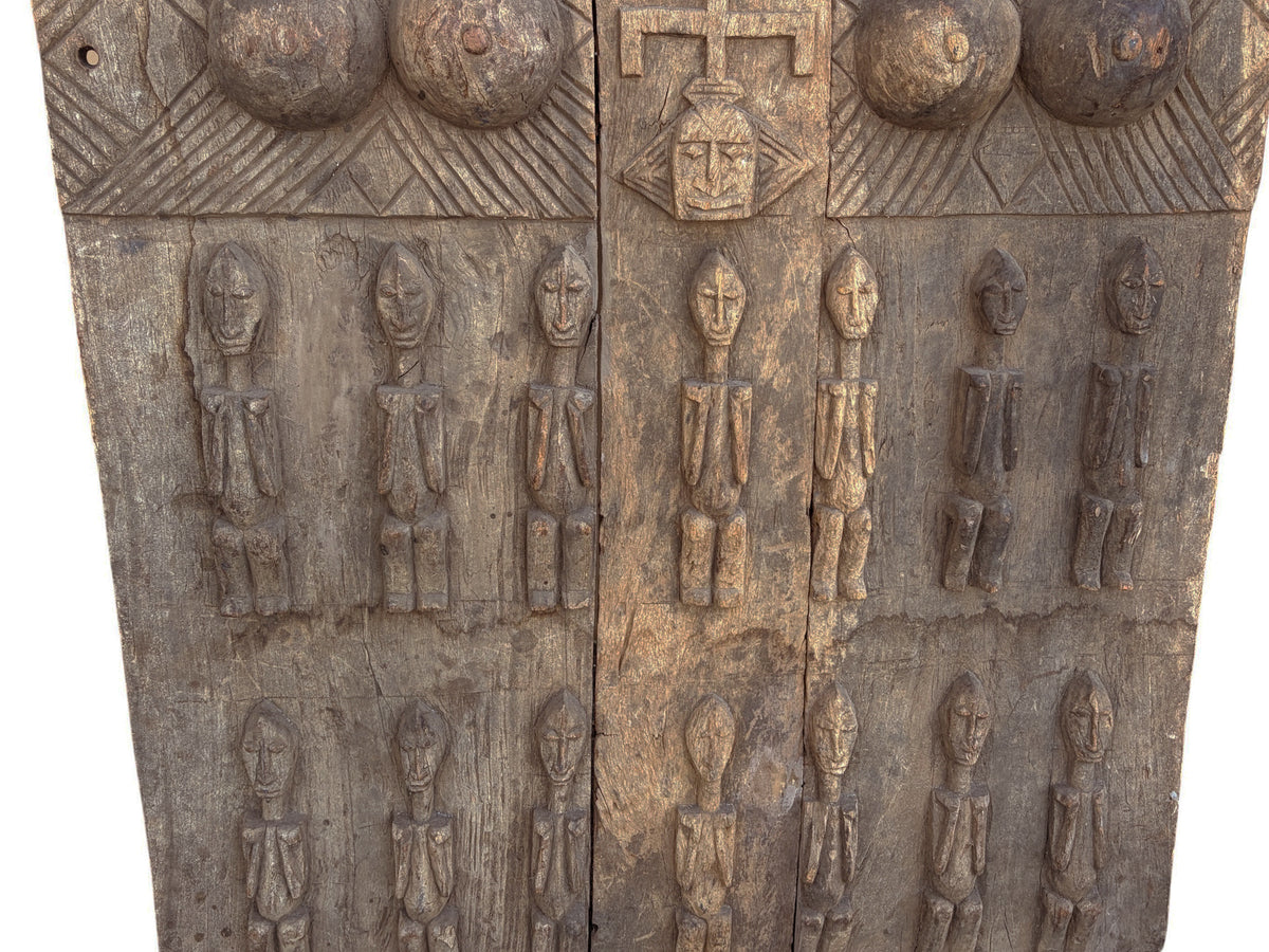 #1298 Rare  Old  Granary Dogon Door w/Nomoo Ancestors  Mali African 68"H