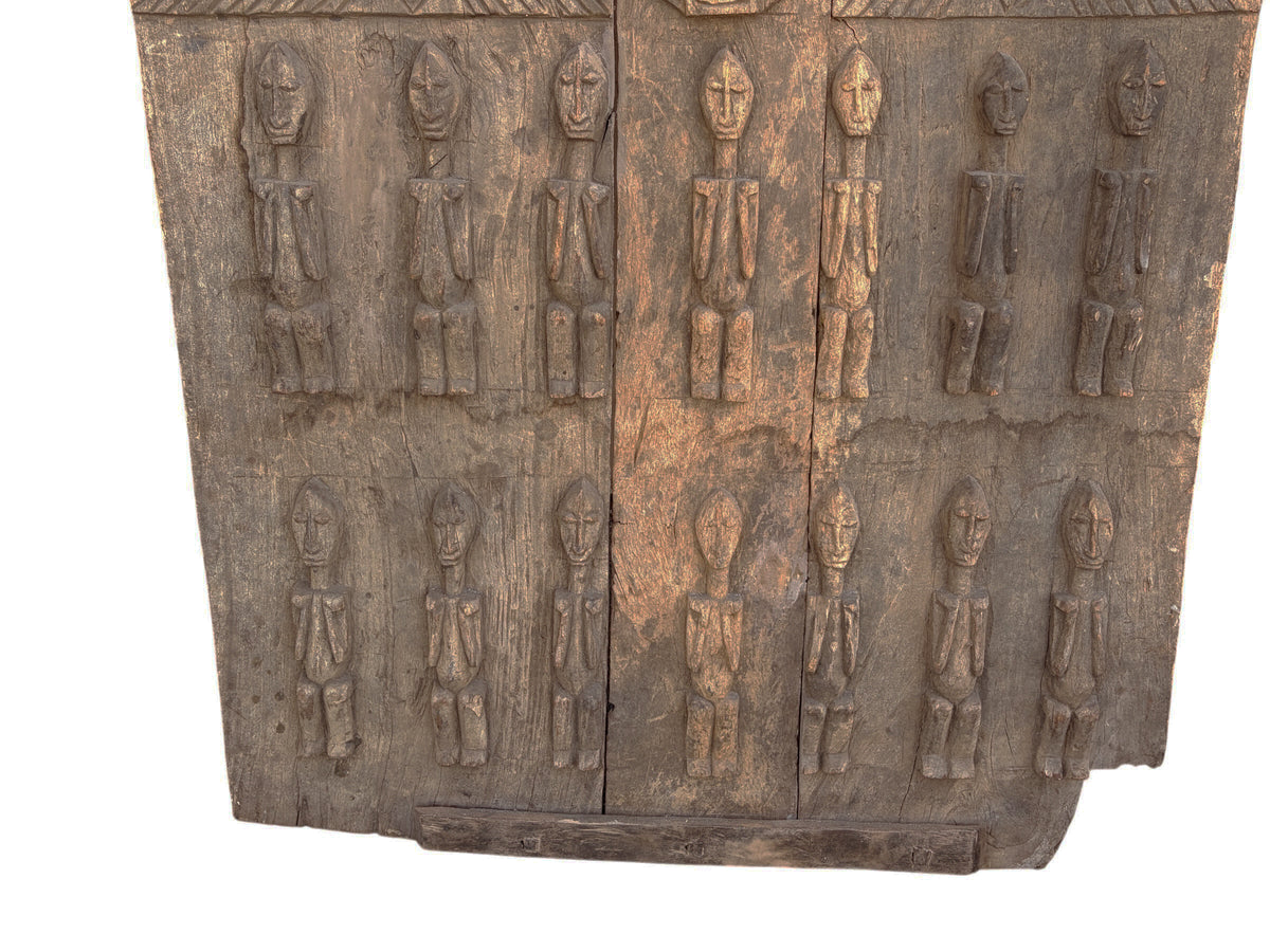 #1298 Rare  Old  Granary Dogon Door w/Nomoo Ancestors  Mali African 68"H