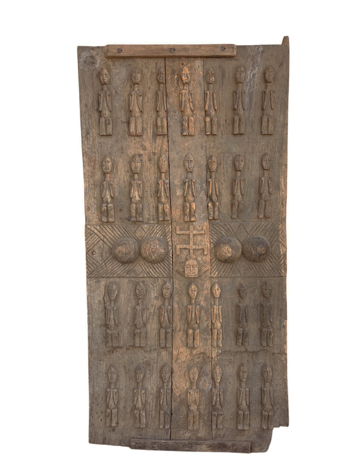 #1298 Rare  Old  Granary Dogon Door w/Nomoo Ancestors  Mali African 68"H