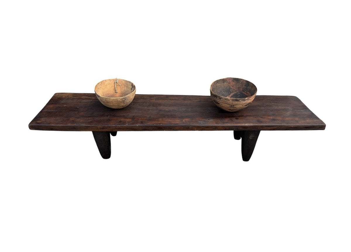 5941 Vintage large-tribal-wood-senufo-coffee-table stool-74.5" w