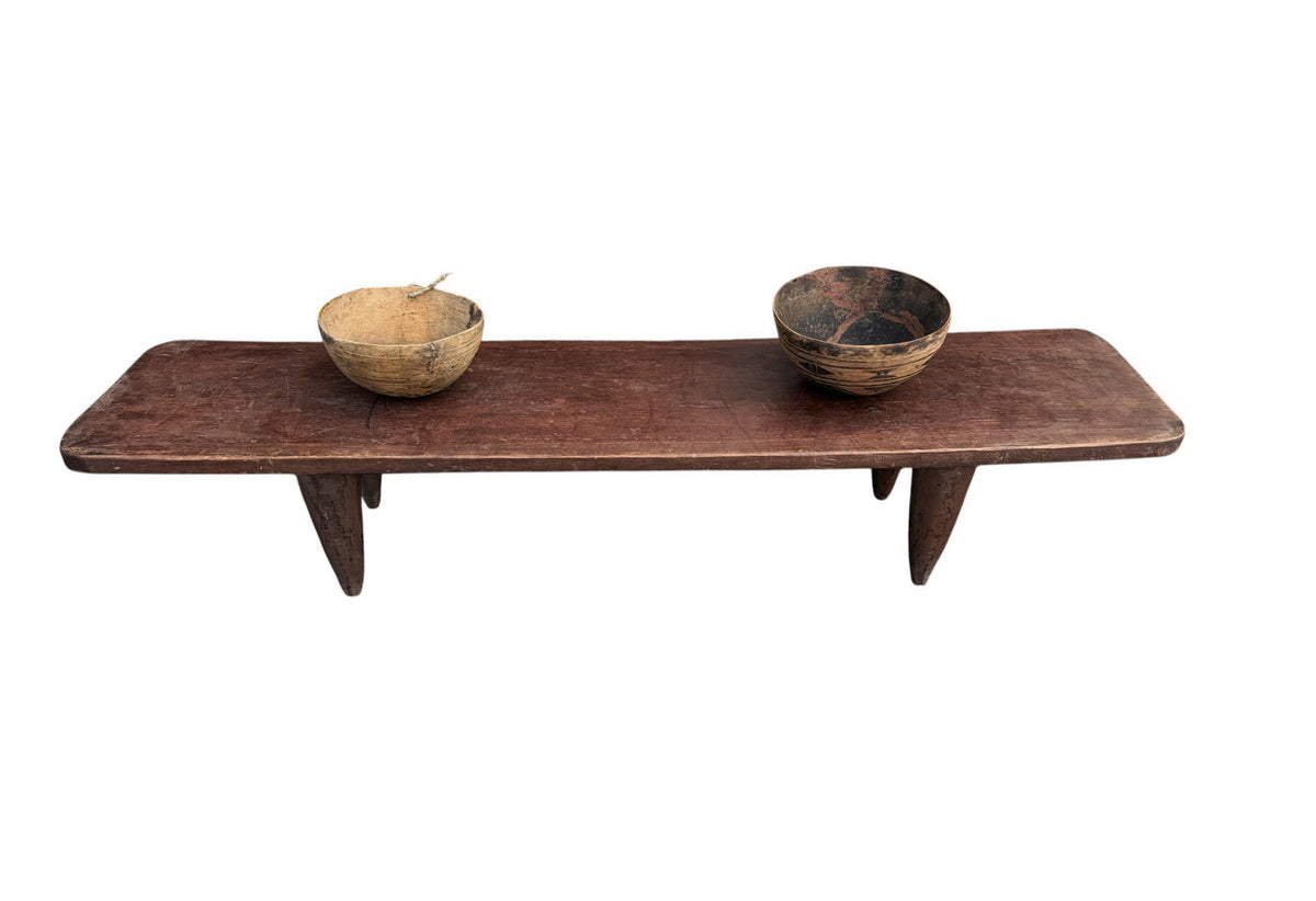 5942 Vintage large-tribal-wood-senufo-coffee-table stool-74.25" W