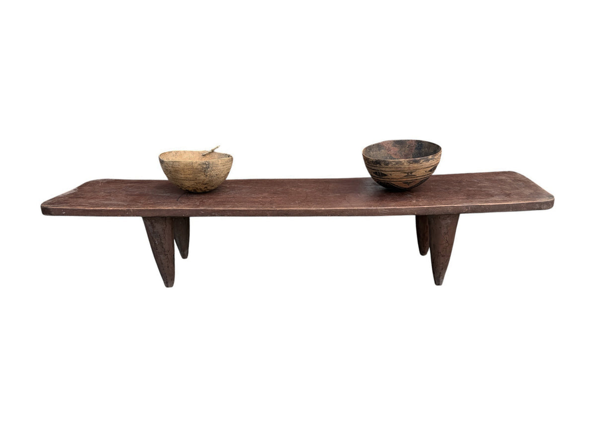 5942 Vintage large-tribal-wood-senufo-coffee-table stool-74.25" W