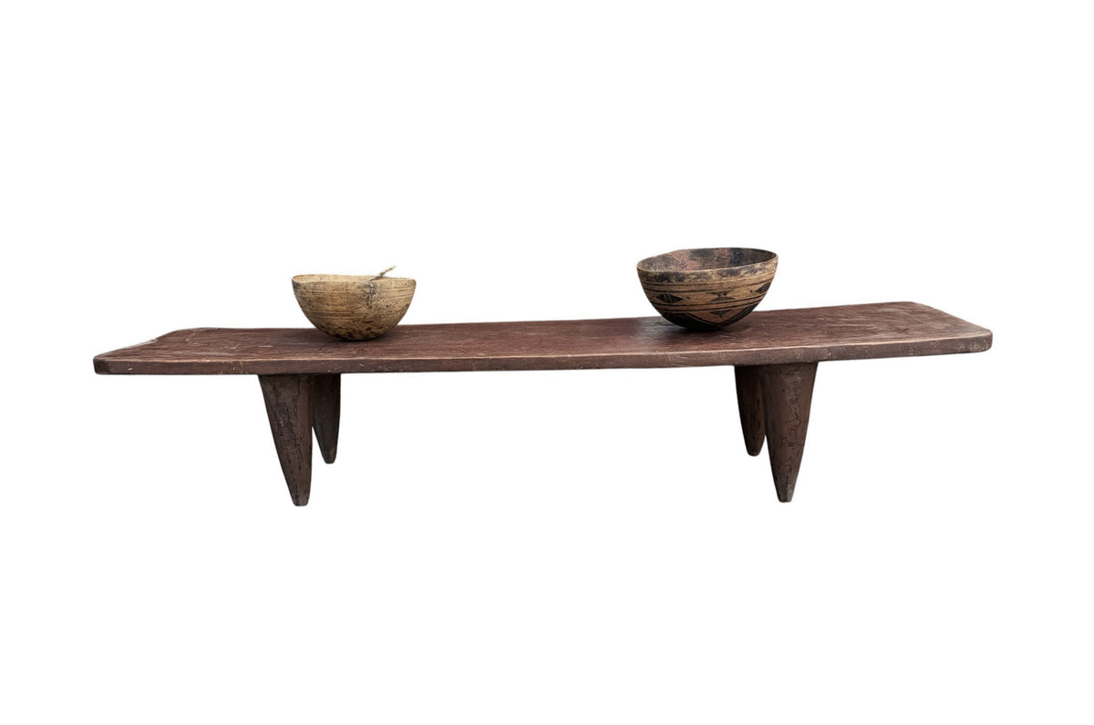 5942 Vintage large-tribal-wood-senufo-coffee-table stool-74.25" W