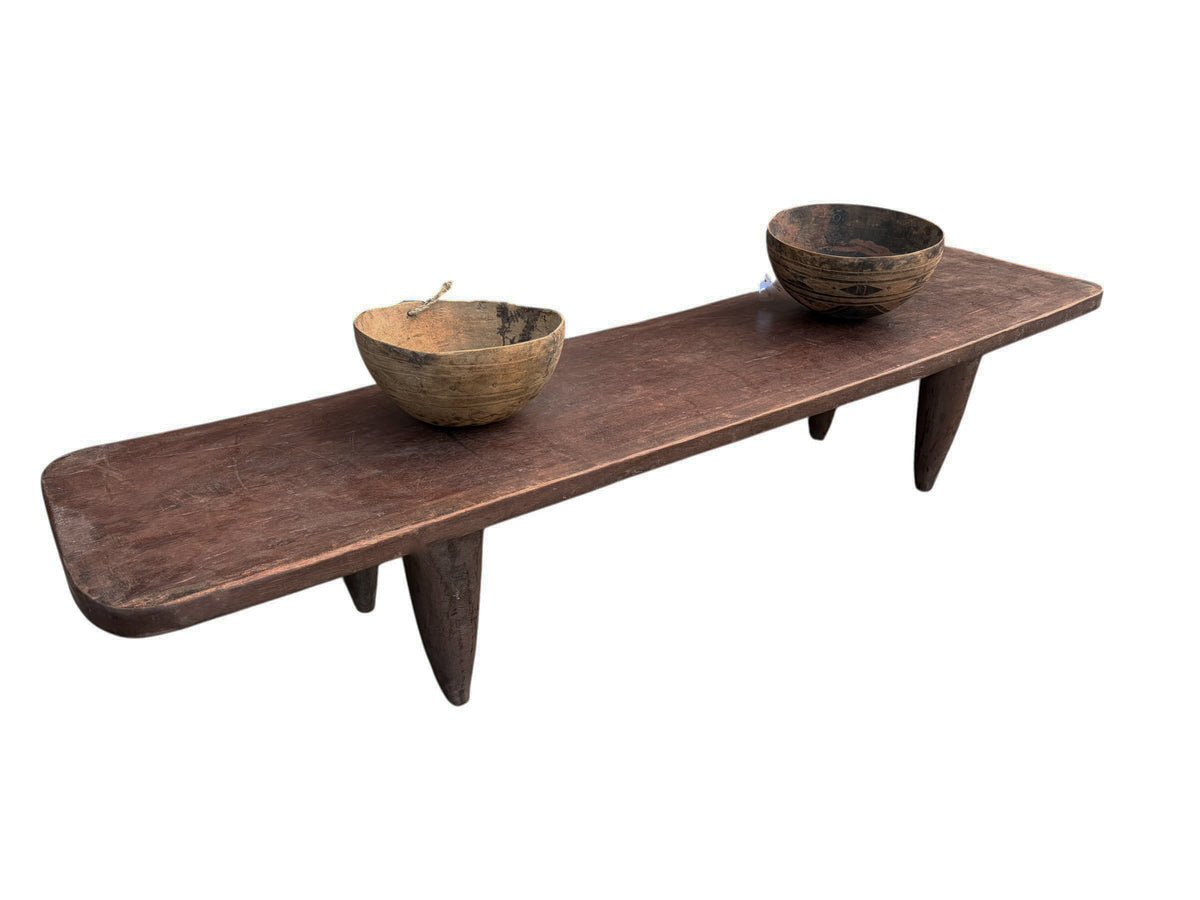 5942 Vintage large-tribal-wood-senufo-coffee-table stool-74.25" W