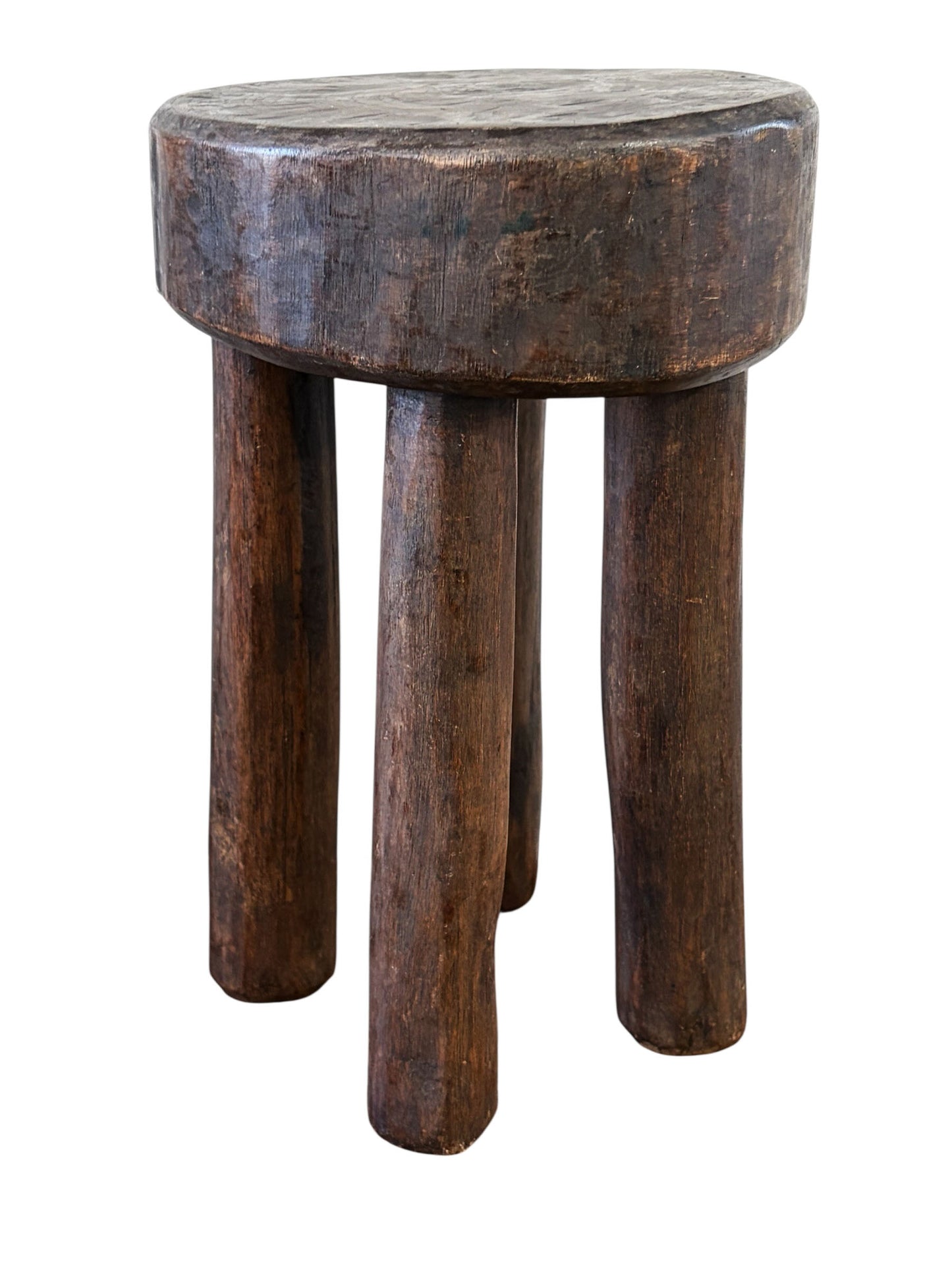 #7192 African Vintage Carved Wood Milk Stool Hehe Gogo People Tanzania 12"H