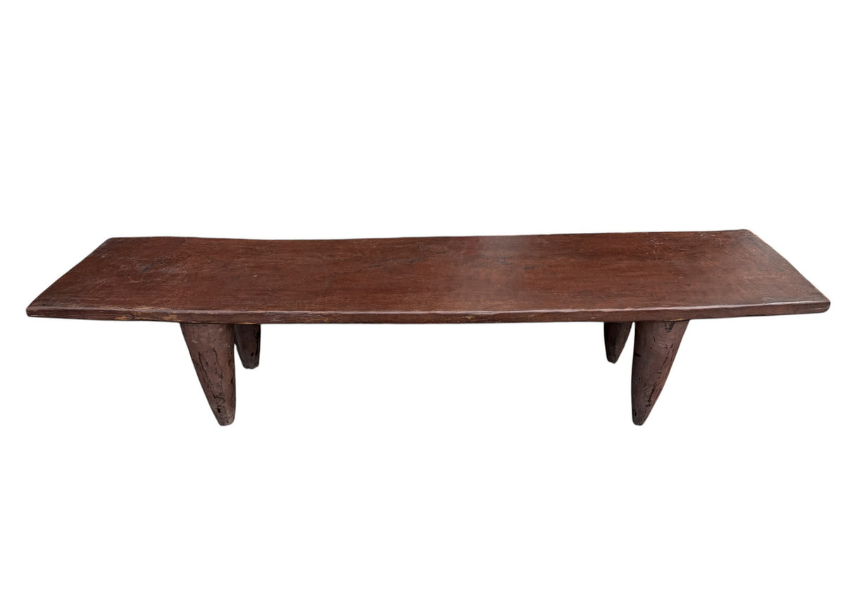 7329 Vintage large-tribal-wood-senufo-coffee-table stool-74.25" w