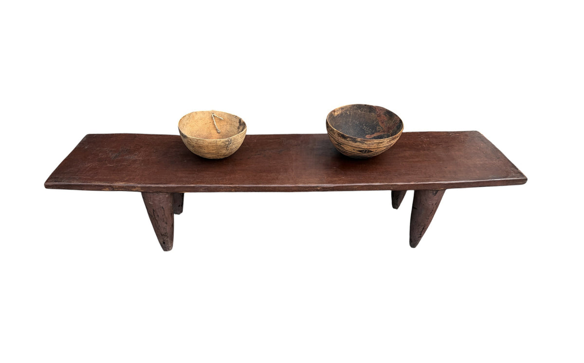 7329 Vintage large-tribal-wood-senufo-coffee-table stool-74.25" w