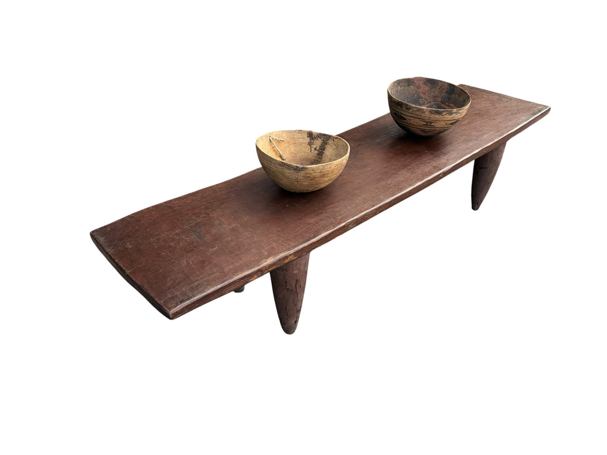 7329 Vintage large-tribal-wood-senufo-coffee-table stool-74.25" w