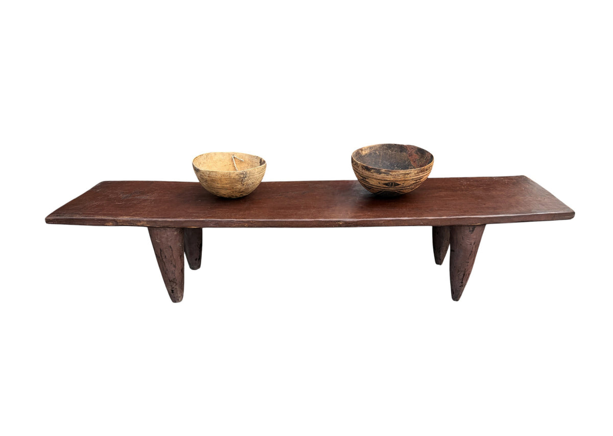 7329 Vintage large-tribal-wood-senufo-coffee-table stool-74.25" w
