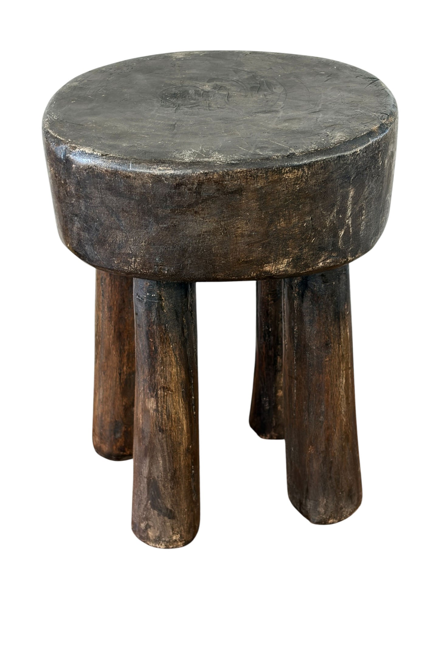 #6656 African Vintage Carved Wood Milk Stool Hehe Gogo People Tanzania 11"H