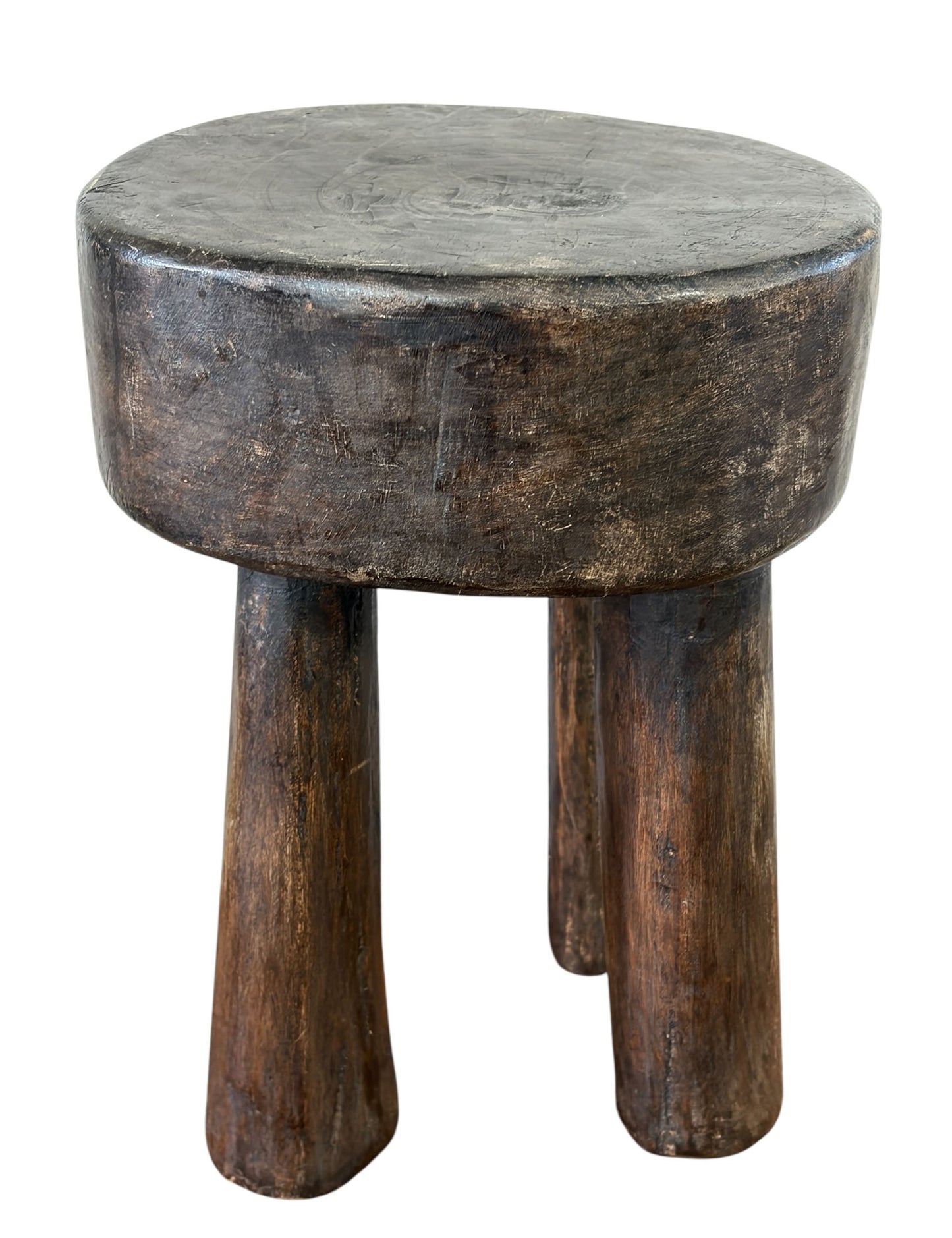 #6656 African Vintage Carved Wood Milk Stool Hehe Gogo People Tanzania 11"H