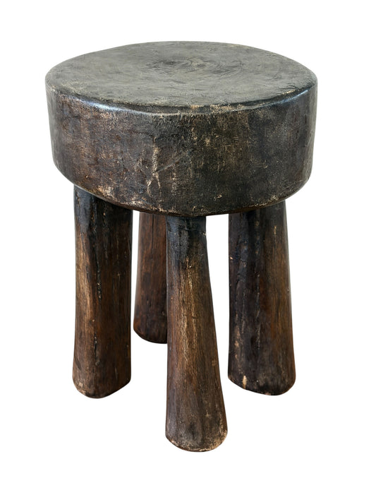 #6656 African Vintage Carved Wood Milk Stool Hehe Gogo People Tanzania 11"H
