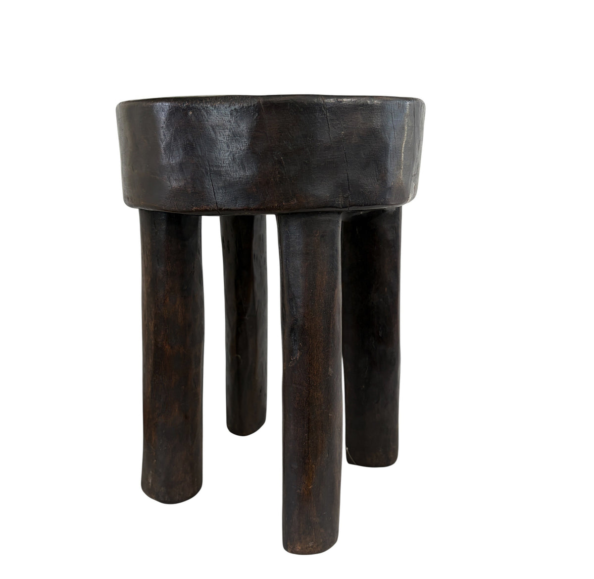 #7291  African Vintage Wood Milk Stool Hehe Gogo People Tanzania 14.25 " H