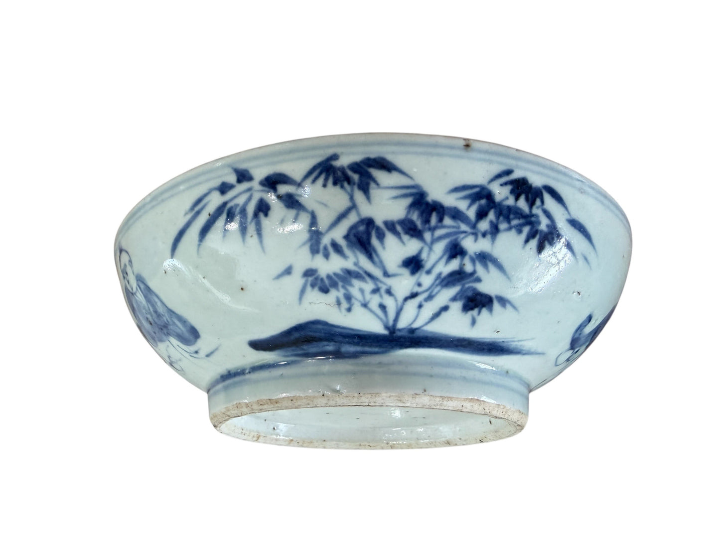 #6620 Early 19th c Chinoiserie  Porcelain  Blue and white  Bowl w/ Kids