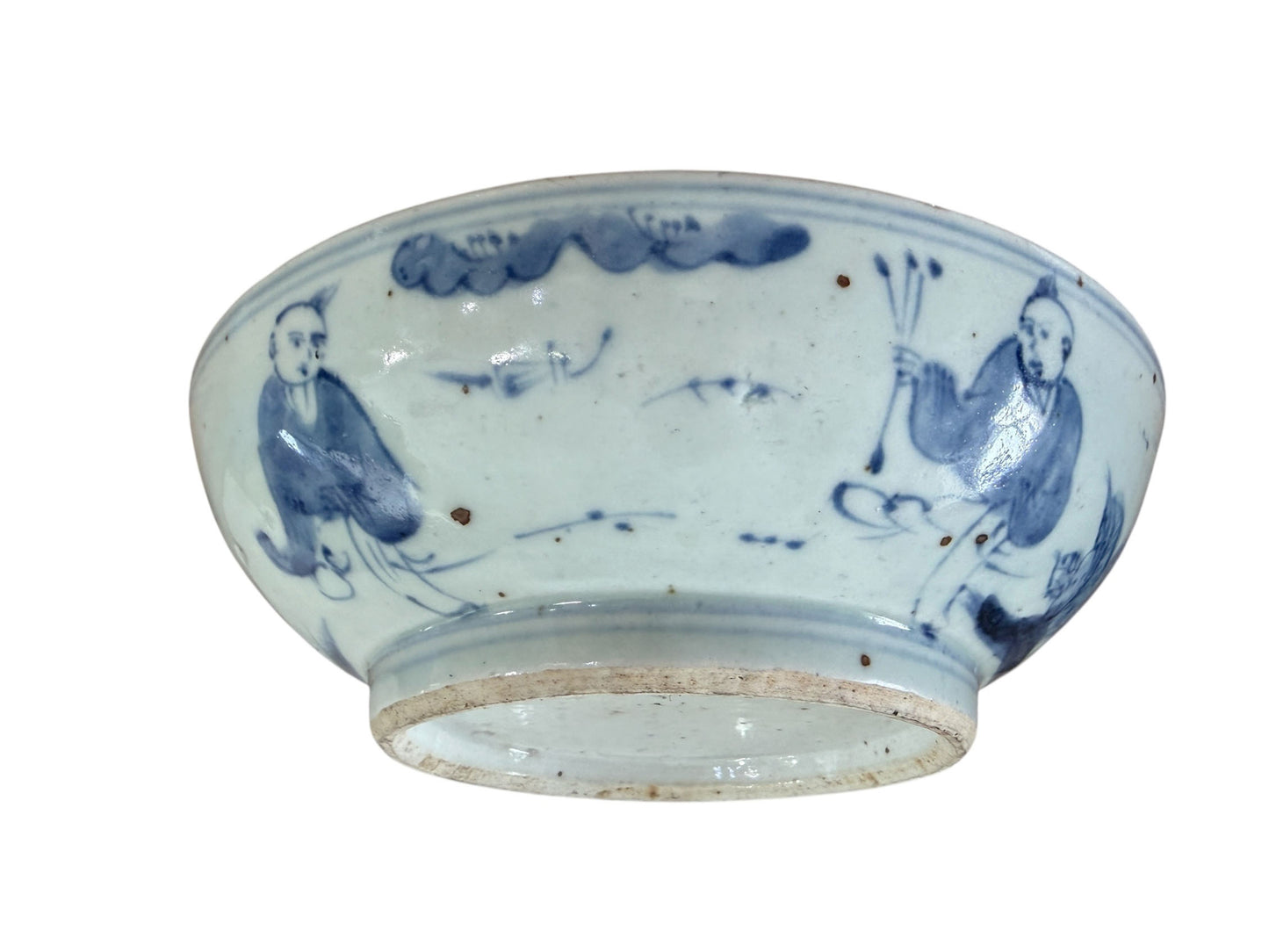 #6620 Early 19th c Chinoiserie  Porcelain  Blue and white  Bowl w/ Kids