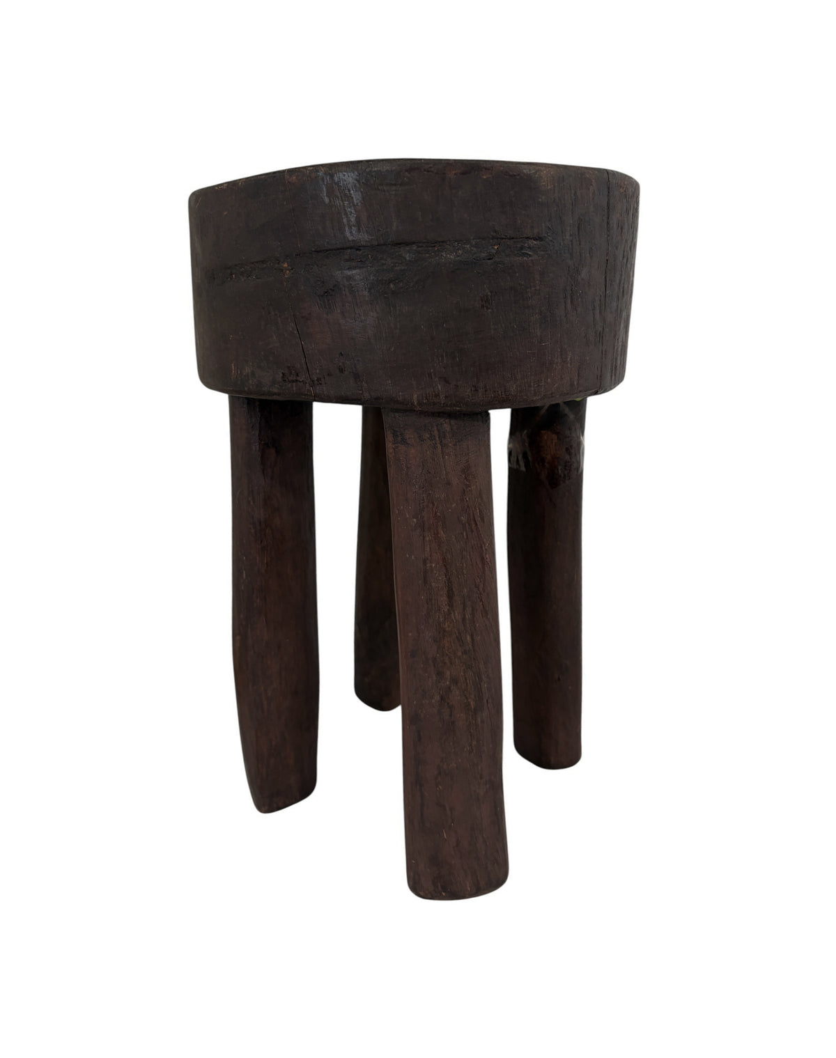 #6658  African Vintage Wood Milk Stool Hehe Gogo People Tanzania 12.75 " H