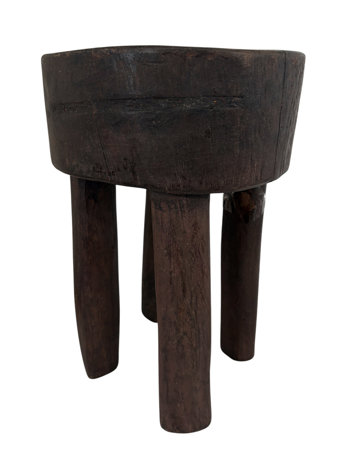 #6658  African Vintage Wood Milk Stool Hehe Gogo People Tanzania 12.75 " H