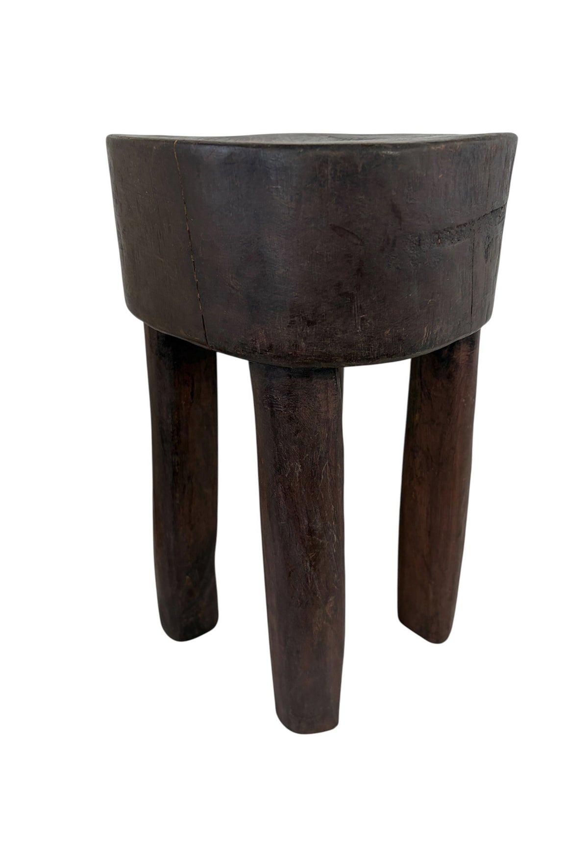 #6658  African Vintage Wood Milk Stool Hehe Gogo People Tanzania 12.75 " H