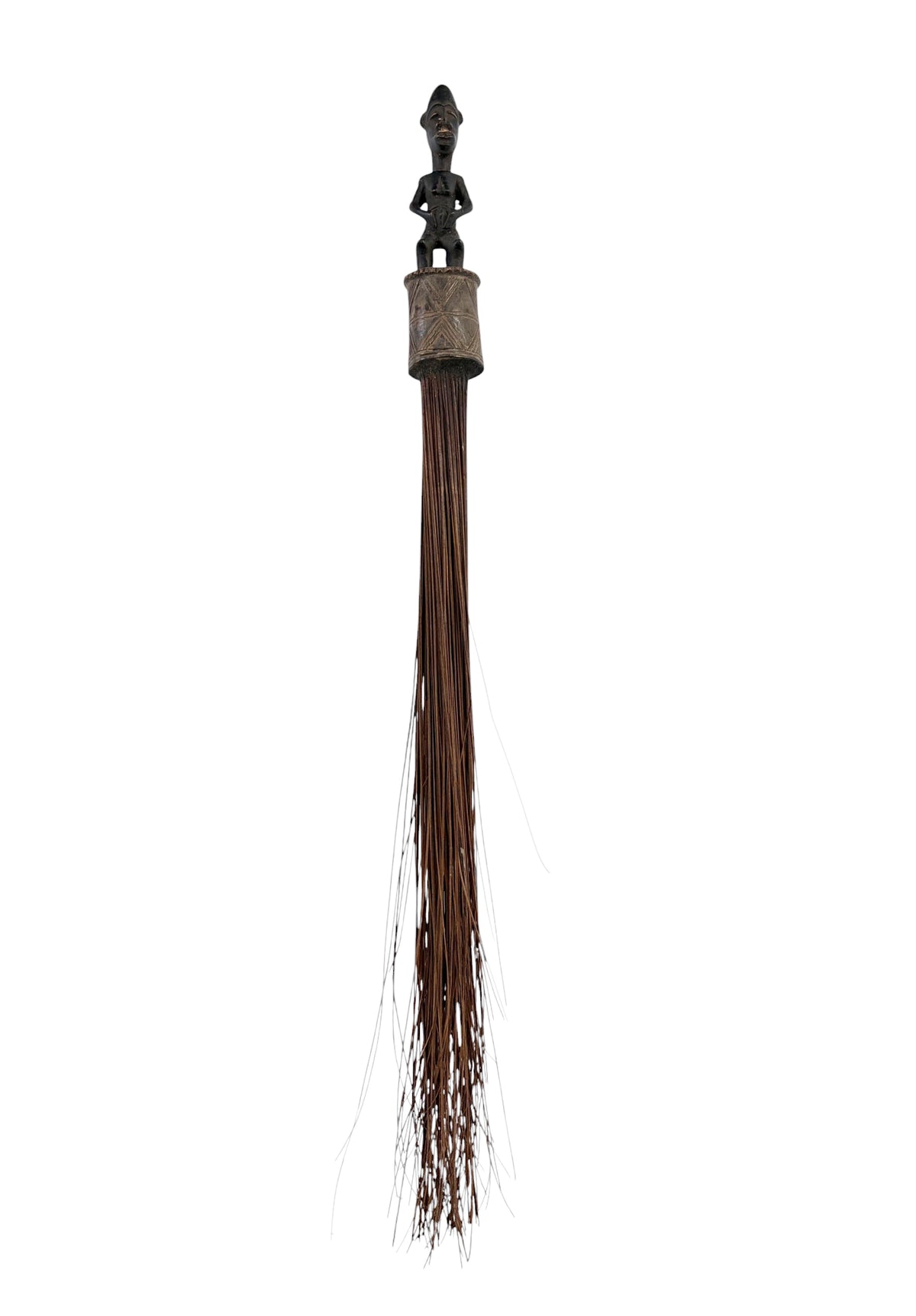 #6604 Vintage  African Baule Materity Broom With Female Figure 29" H